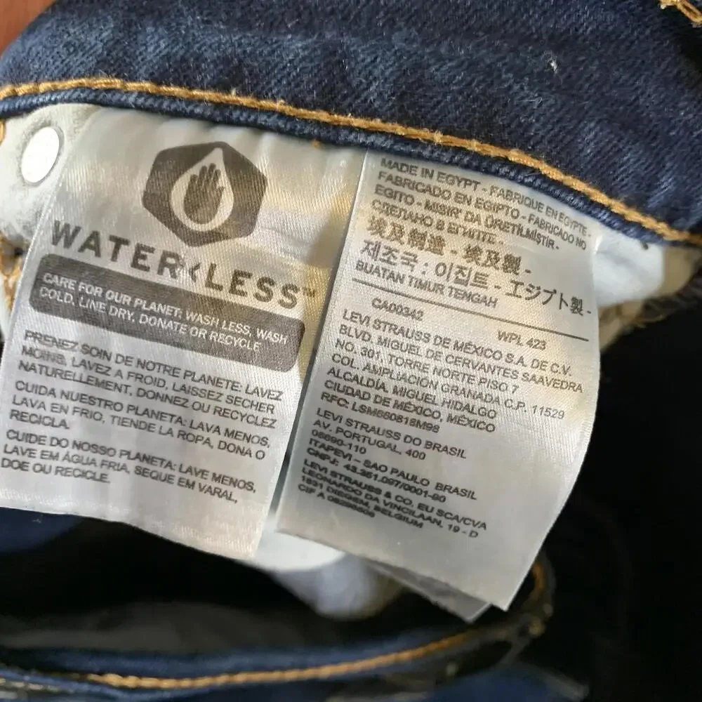 Levis 505 Jeans Mens 38x30 Blue Waterless Denim Straight Leg‎ Classic Fit Pants